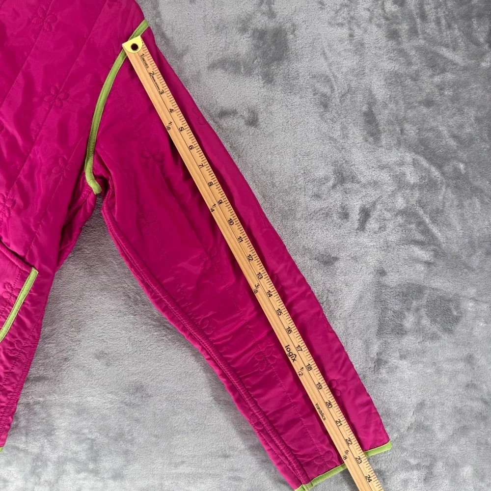 Rothschild Girls Quilted Floral Pink Green Zip Hooded Jacket Size L 14